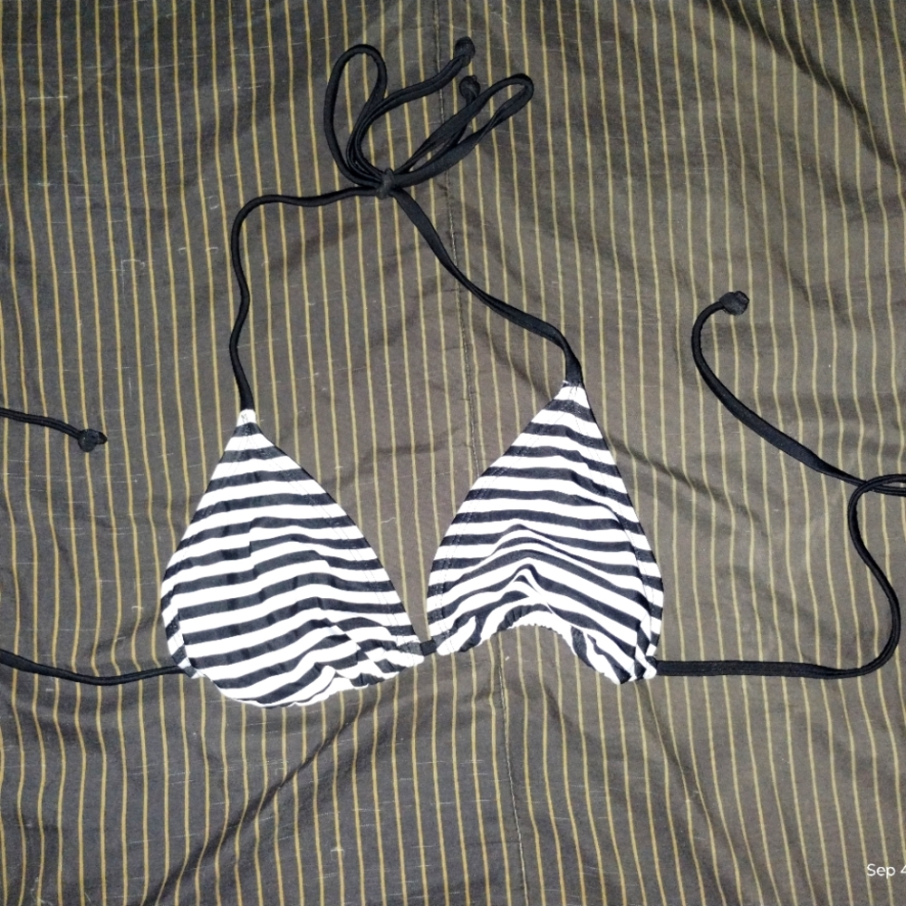 Joe Boxer bikini top size small black white referee